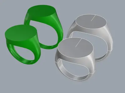 Signet Round Ring - Printable - All Sizes 3D model