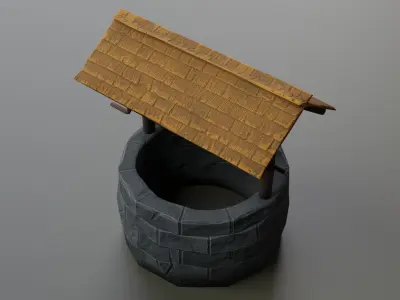 Medival stylized well Free low-poly 3D model