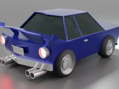 Low poly simple car Free low-poly 3D model