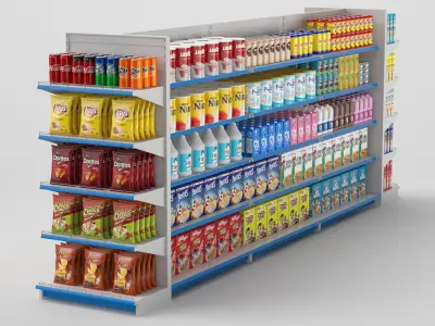 Supermarket Grocery Shelves 01 3D model