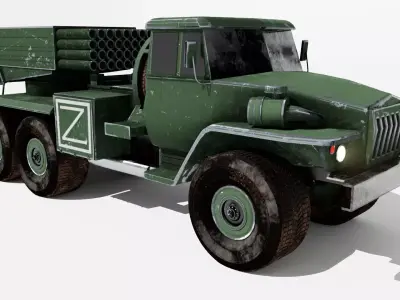 BM21 Russian Vehicle BM-21 Ural-375D Low-poly 3D model