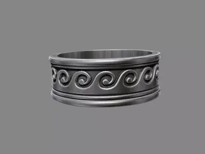Ancient Greek Waves wedding band engagement ring 3D print model
