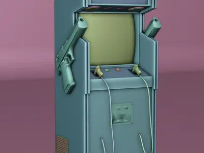 zombie shooting game machine Low-poly 3D model