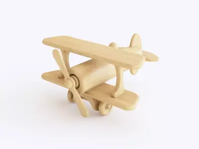Wooden toy biplane 06 3D model