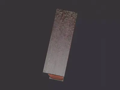 Ornate Wood Window Frame with Rusted Hinges Low-poly 3D model