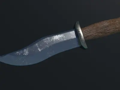 Hunting Knife Low-poly 3D model 2