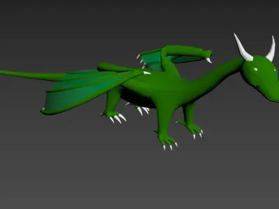 Low poly green dragon Low-poly 3D model
