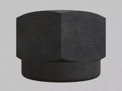 M12 Nut Coarse Threads Lock Type with Rusty Iron Texture 3D model