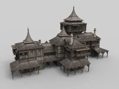 Medieval house fantasy 21  Low-poly 3D model