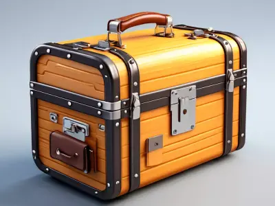 Vintage Travel Suitcase 3D Model Low-poly 3D model