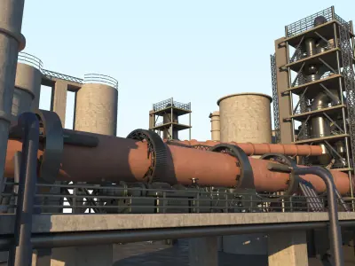 Cement Plant animated 3D model
