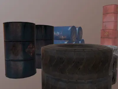 Barrels and treys kit  Low-poly 3D model