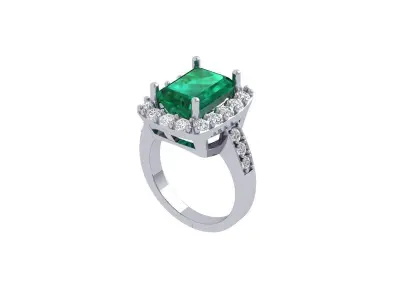 Emerald Art Deco Ring 3D print model 25