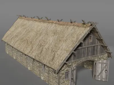 Medieval barn Low-poly 3D model purchase