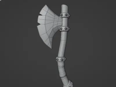 axe medieval Low-poly 3D model