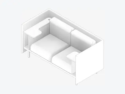 Sofa - Contemporary - Flame - Small Work Shelf - Leftand Right Low-poly 3D model