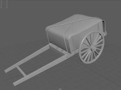 Feudal Japanese Cart Low-poly 3D model
