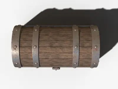 Wooden Chest Low-poly 3D model