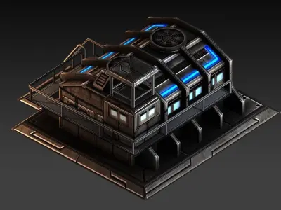 Sci-Fi Barracks Low-poly 3D model