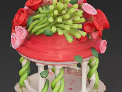 Enchanted Rose Bouquet Gazebo 3D Model Low-poly 3D model