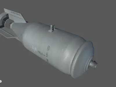FAB100 Soviet Russian Aircraft Bomb Game Ready PBR Mode Low-poly 3D model