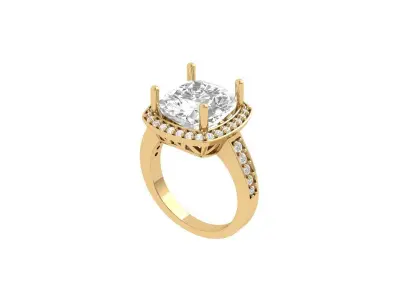 Cushion Solitaire Engagement Ring 3D print model get