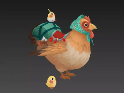 Hen mount Low-poly 3D model purchase