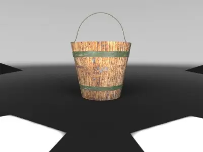 Bucket wooden 3D model purchase