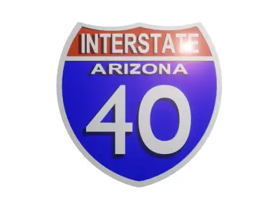 Sign Arizona Interstate 40 3D model