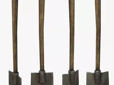 Shovel Low-poly 3D model 16