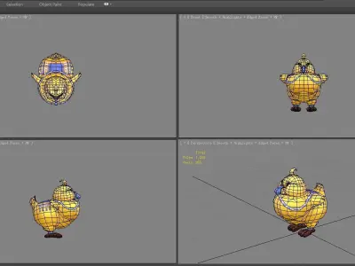 Cartoon fat chicken mount with whistle Low-poly 3D model