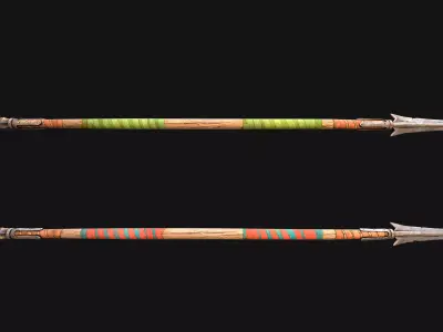 Medieval Wooden Spear Lance Weapon Armory Low-poly 3D model