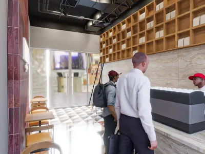 Small Modern Coffee Shop Interior  3ds Max  V Ray Scene 3D model