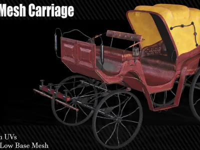 30 Carriage and wagons Base Mesh Game Ready Low-poly 3D model