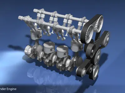Engine Inline Four-Cylinder 3D model