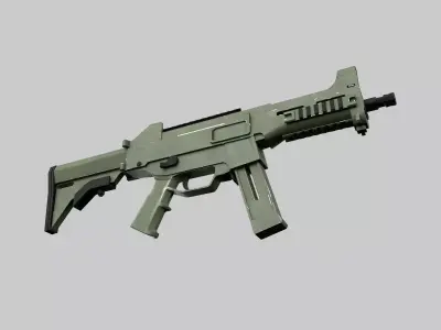 Assault rifle Low-poly 3D model 9