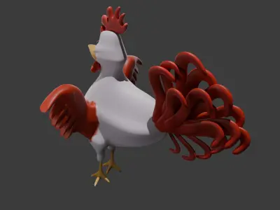 3D Rooster Model - Low Poly Stylized Farm Animal for Games Low-poly 3D model