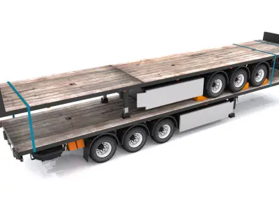 Flatbed Trailer with Trailer 3D model