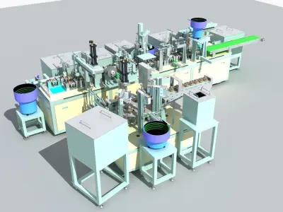Industrial Equipment 3-Motor Automatic Assembly Production  3D model