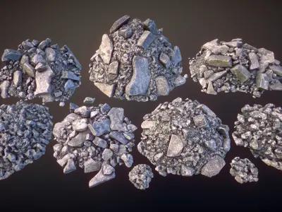 Stone debris Low-poly 3D model