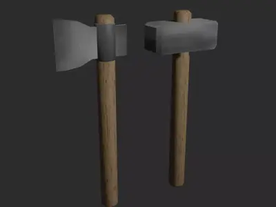 pixel hammer with an axe Free low-poly 3D model
