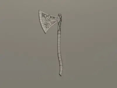 Runic Viking Axe Low-poly 3D model