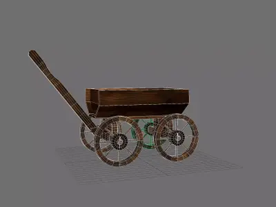 Vintage wooden Cart Low-poly 3D model purchase