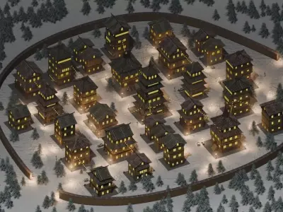 Snowy City Lights 3D model