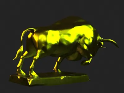 charging bull wall street sculpture statue cow 3D model