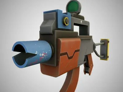 Stylized ak74 shortened Free low-poly 3D model