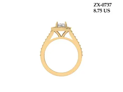  Cushion Solitaire Ring 3D print model