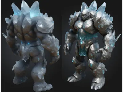 Crystal Golem Rock Monster Low-poly 3D model