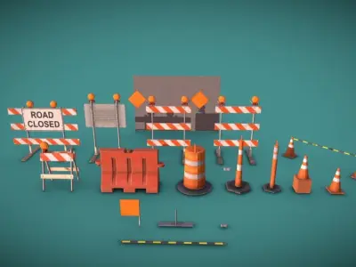 Realistic Construction Props Low-poly 3D model
