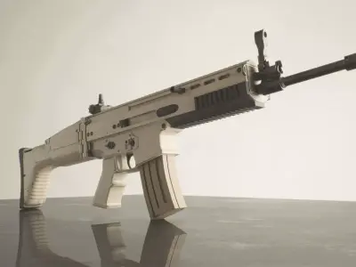 Scar L rifle on table Free low-poly 3D model